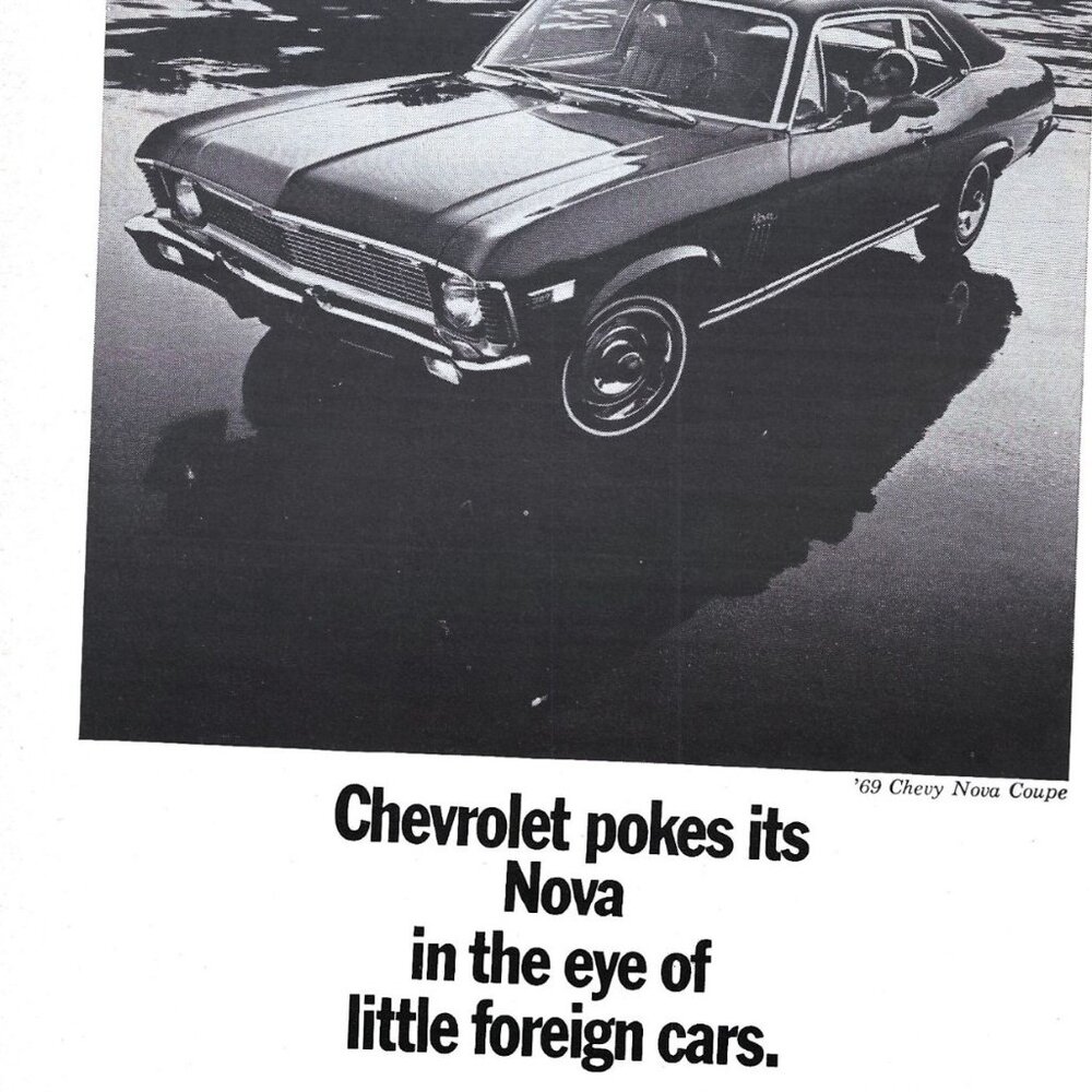 Chevrolet GM Nova Coop 1969 ADVERT 1960s Vintage Print Ad 9 inch Tall
